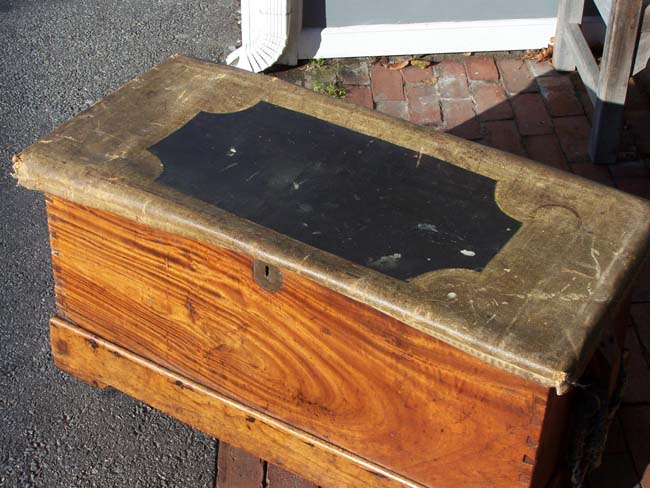 A rare early 19th century Camphorwood Seamen's Chest retaining its' original canvas protective cover — image 5